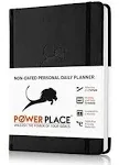 Daily Planner, Calendar & Life Organizer to Improve Time-Management, Productivity & Happiness | Vegan Leather Hardcover Notebook with Blank Dates, Undated 6 Months ADHD Planner for Men, 24 Hour Agenda (Black)