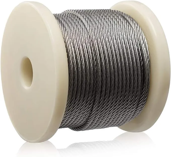 AGTEK Wire Rope Stainless Steel Vinyl Coated Aircraft Cable for String Lights Decking Railings, 200 Feet-by-1/16-Inch Thru 3/32-Inch, 7x7 Strands Construction