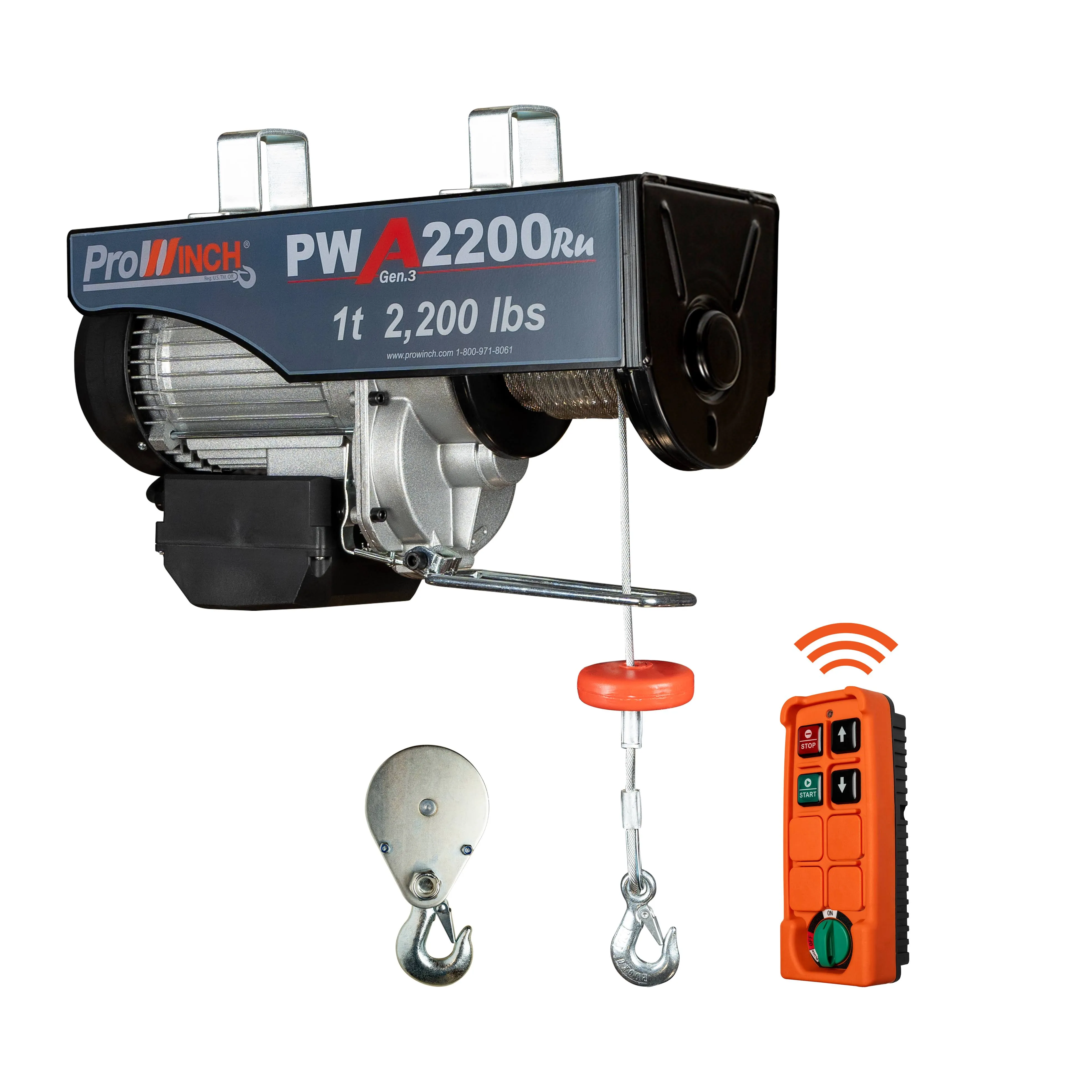 Prowinch 1 Ton Electric Wire Rope Hoist 2200 lbs. 38 ft. Wireless 110V