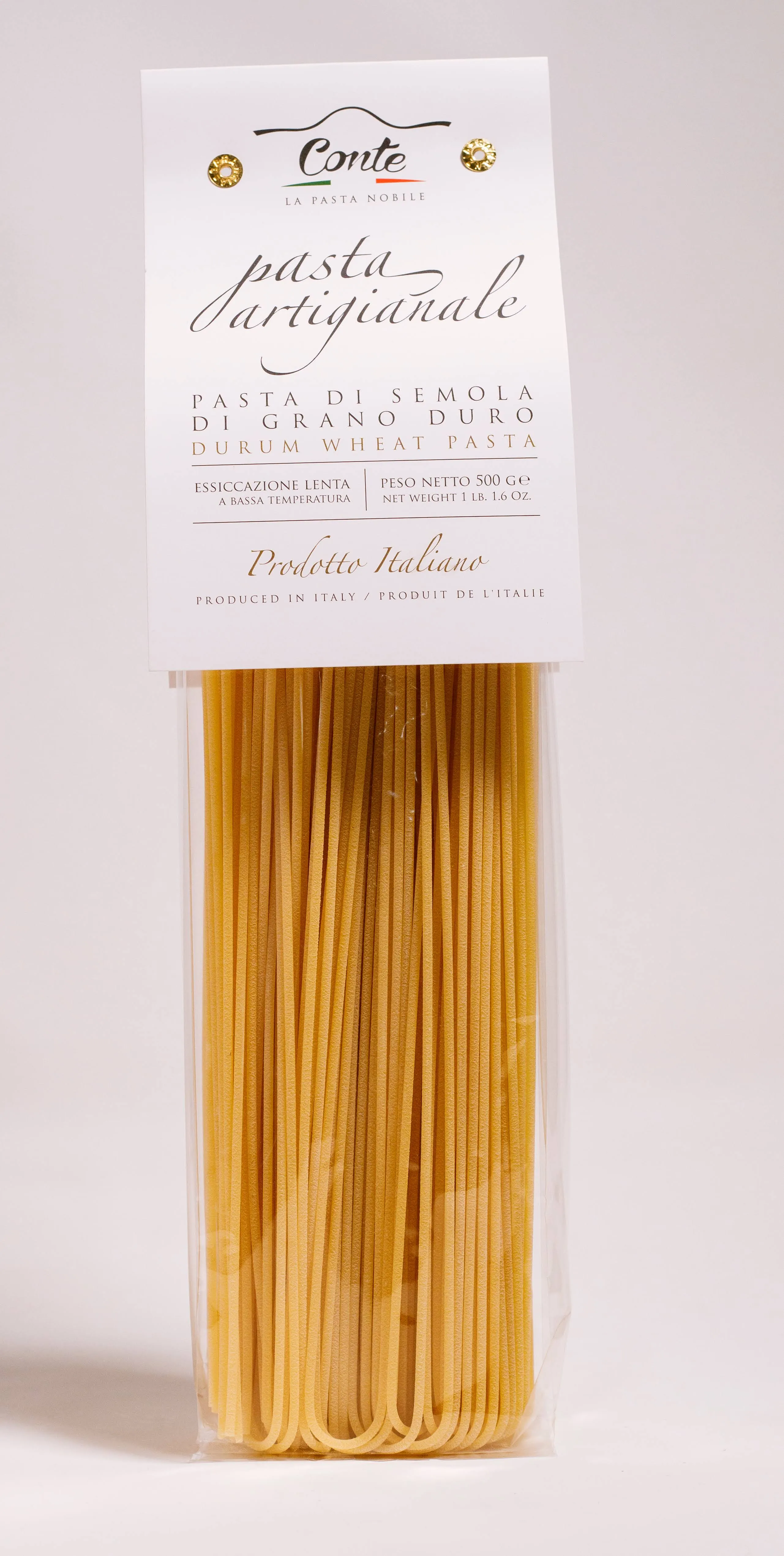 Conte Spaghettoni Pasta - 500g Imported from Italy - Artisanal Durum Wheat Blend - High Protein & Low Ash - Golden Yellow Grain Color - Impurity-Free Water & Static Drying - Perfect for Italian Dishes