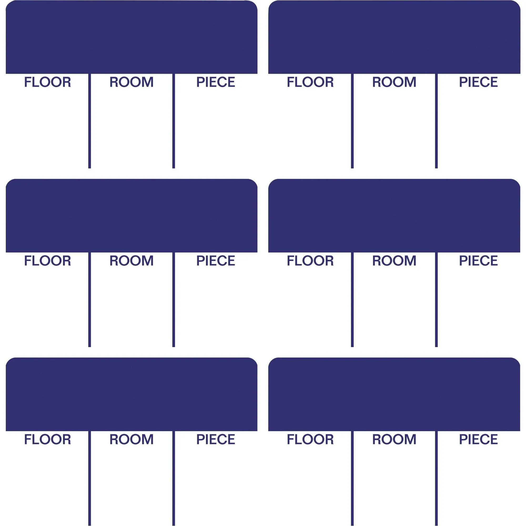 Moving Labels, 1/2" Height x 6 3/5" Width x 6 1/2" Length, Removable Adhesive, Blue, 86 / Pack