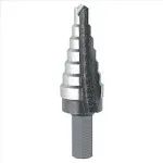 Step Drill Bits: 3/8" Shank Dia, High Speed Steel, 7 Hole Sizes