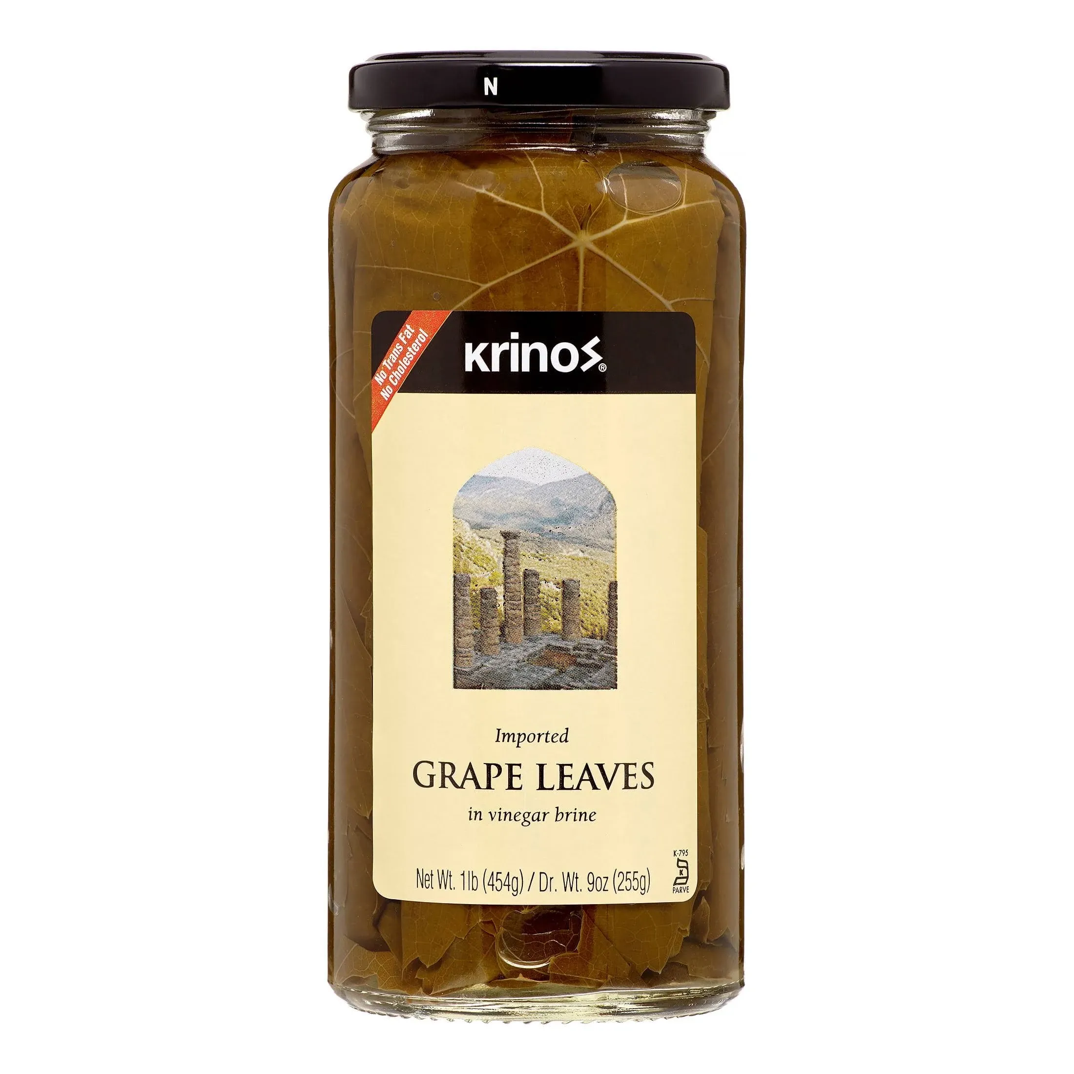 Krinos Premium Grape Leaves in Vinegar Brine, 16oz Glass Jar – Perfect for Do...