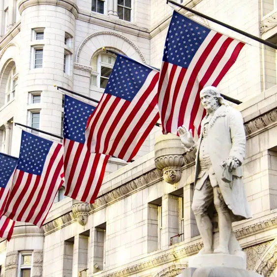 This 4x6 ft outdoor embroidered American flag is the most durable made in USA luxury embroidered star with brightly colored brass Grommets