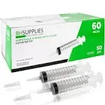 BH Supplies 60mL Syringe Catheter Tip Sterile with Caps - (No Needle) - Sterile, Individually Wrapped - 25 Syringes