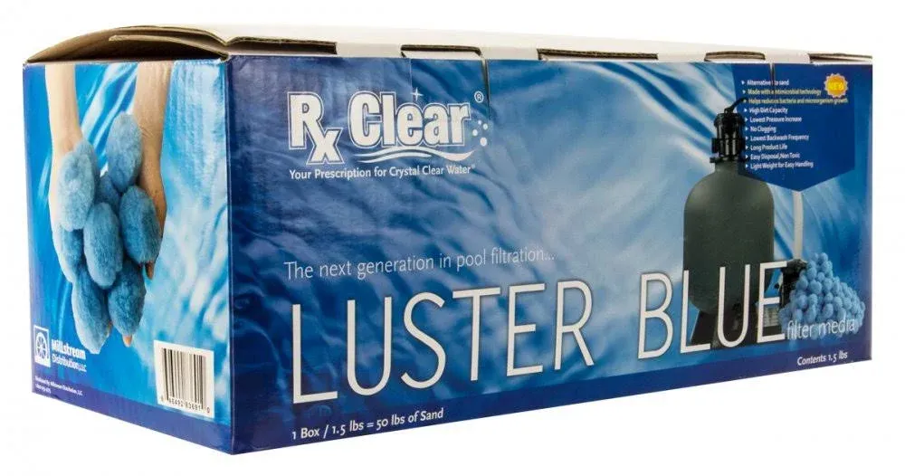 Rx Clear Blue Luster Filter Media for Swimming Pool Sand Filters | Alternative to Sand and Filter Glass | Specialty Technology Helps Keep Pools Clean | Lasts for Several Seasons | 3-Pack