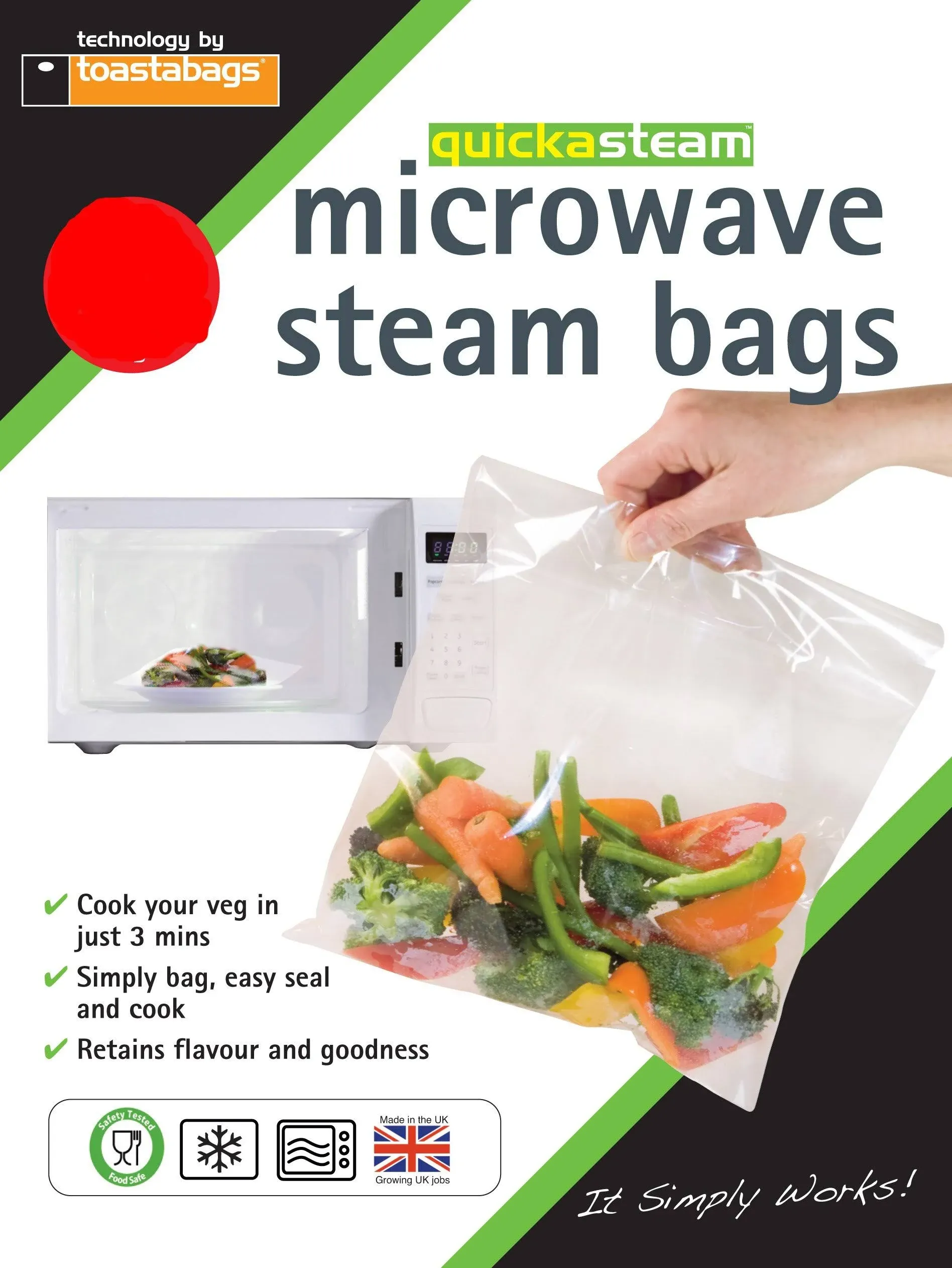 Microwave steam (Pack of 100) Medium Bags, 21 x 16.5 x 1.75 cm