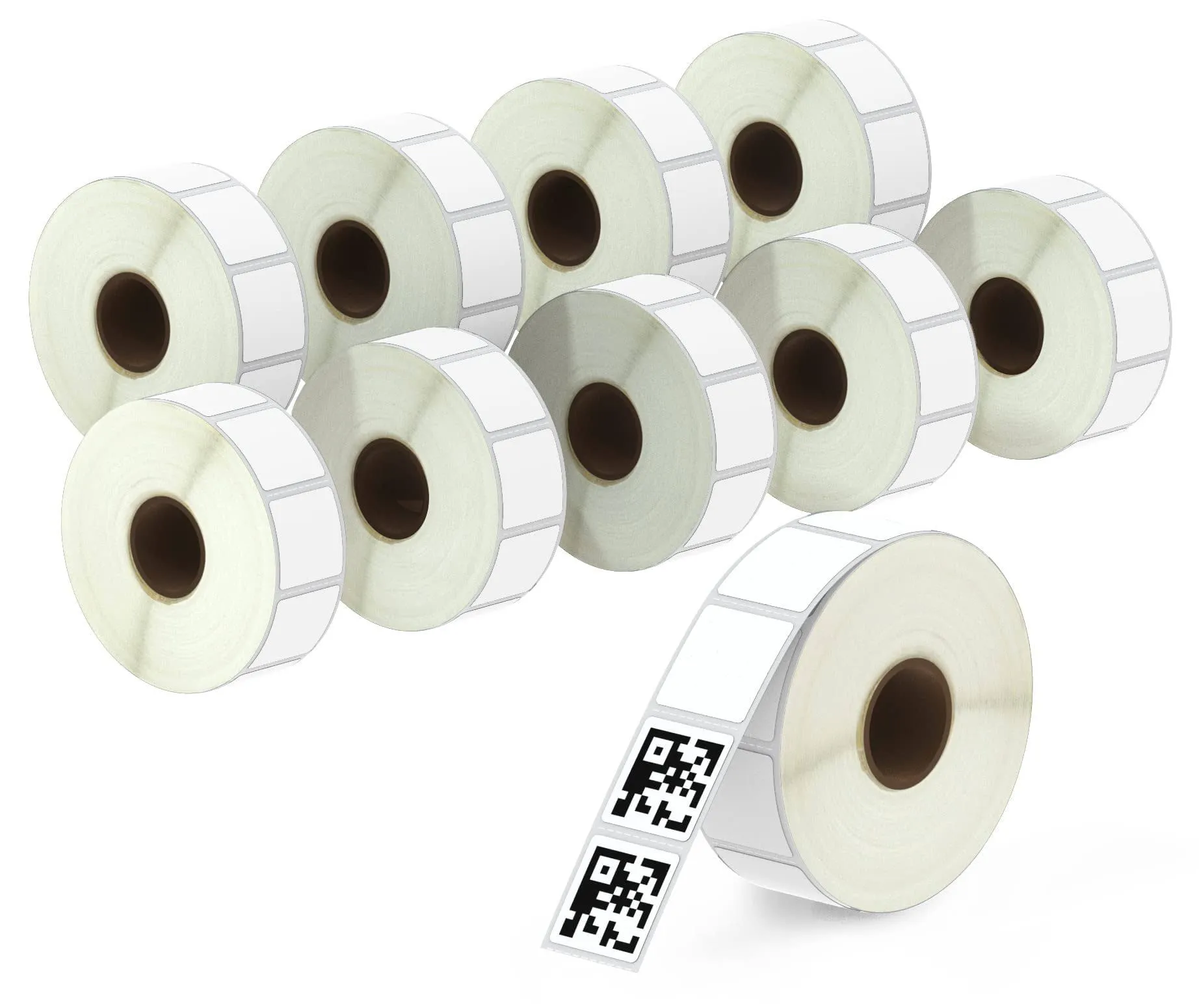 BETCKEY - 1" x 1" (25 mm x 25 mm) Square QR Code Labels Compatible with Zebra & More Label Printer,Premium Adhesive & Perforated [10 Rolls, 13800 Labels]