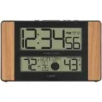 La Crosse Technology 513-1417 Atomic Digital Clock with Outdoor Temperature Oak