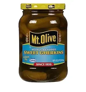 Mt. Olive Sweet Gherkins No Sugar Added 16 Oz (Pack of 2)