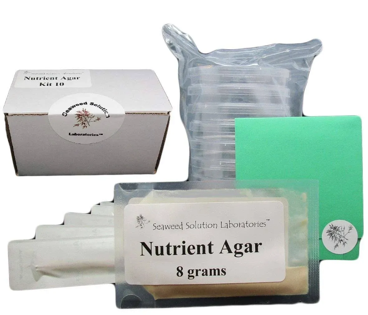 Nutrient Agar Kit, Includes Nutrient Agar Dehydrated, 10 Sterile Petri Dishes with Lids & 10 Sterile Cotton Swabs