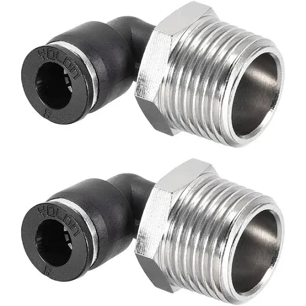 Push to Connect Tube Fitting Male Elbow 8mm Tube OD x 1/2 NPT Push Fit Lock 2pcs