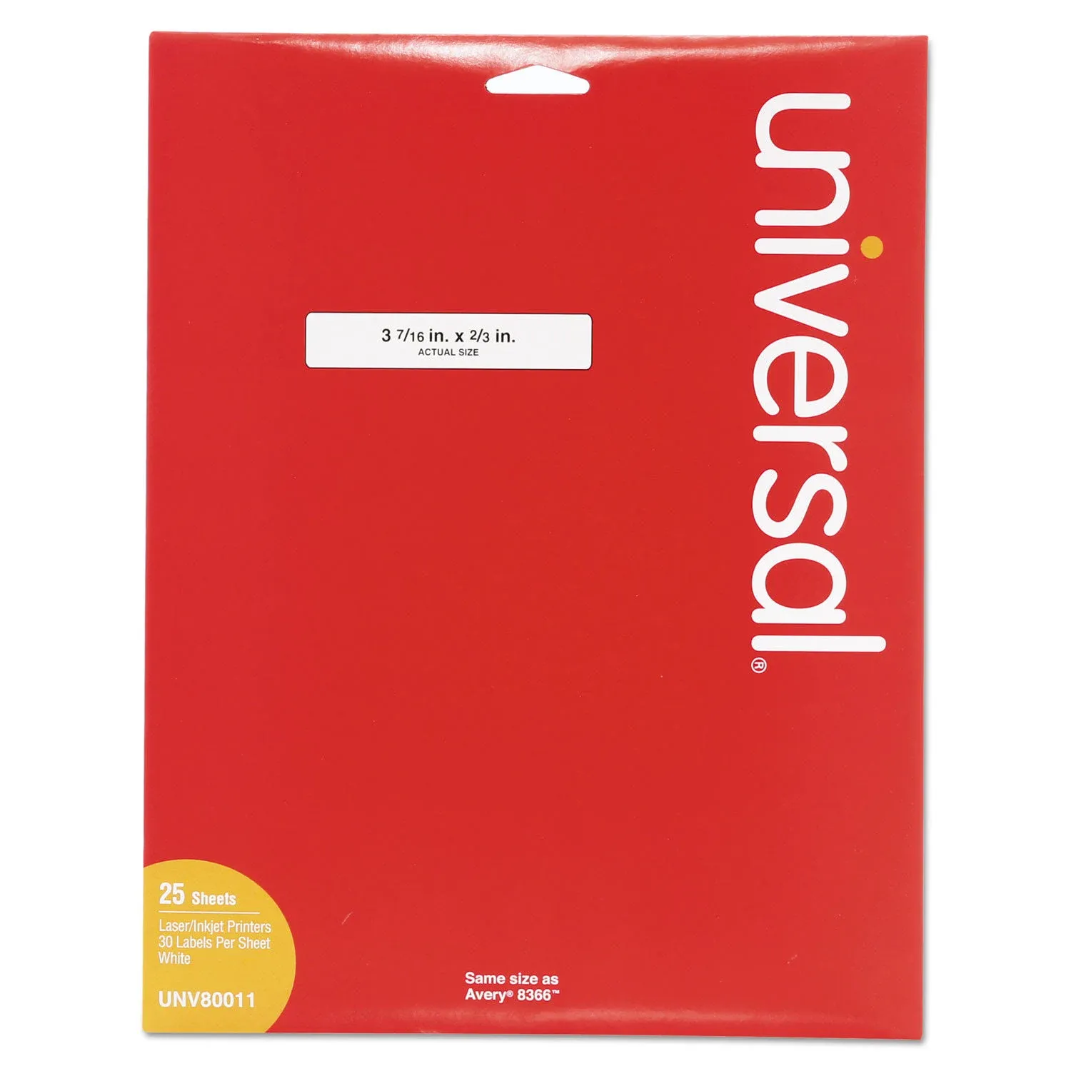 Universal UNV80011 0.66 in. x 3.44 in. Self-Adhesive Permanent File Folder Labels - White (750/Pack)