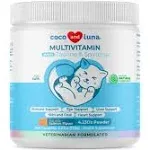 Coco and Luna 10 in 1 Multivitamin for Cats - 4oz Powder - L-Lysine, Taurine, and Spirulina for Immune Support and Eye Health - Fish Oil & Vitamins