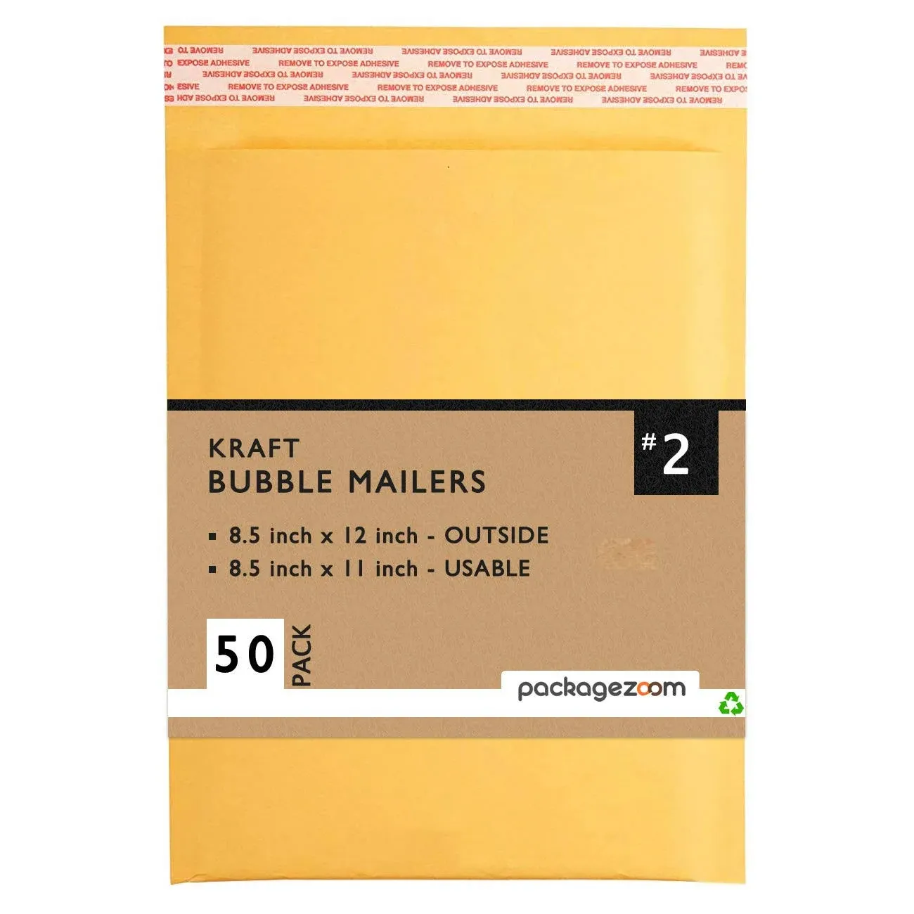 Packagezoom 8.5X12 Kraft Bubble Mailers #2 Padded Shipping Envelopes Self Seal