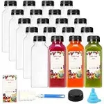 SUPERLELE 20pcs 12oz Empty Plastic Juice Bottles with Caps, Reusable Water Bottles, Clear Bulk Drink Containers with Black Tamper Evident Lids for Juicing, Smoothie, Drinking and Other Beverages