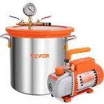 VEVOR 3 Gallon Vacuum Chamber and 3.5 CFM Pump Kit Tempered Glass Lid Vacuum Degassing Chamber Kit Single Stage Vacuum Pump with 250 ml Oil Bottle