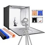 Neewer Tabletop Photo Studio Light Tent 24 x 24" Shootng Tents, 24X24X24", LED, 6000 6500K, Installed Kit Bundle, Backgrounds, Voltage 120 VAC