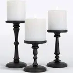 Matte Black Candle Holders Set of 3 - Metal Candle Holders for Pillar Candles - 3 Pillar Candle Holder Centerpiece - Pillar Candle Holders for Table - Black Candle Holder Set Candle Stands Decorative