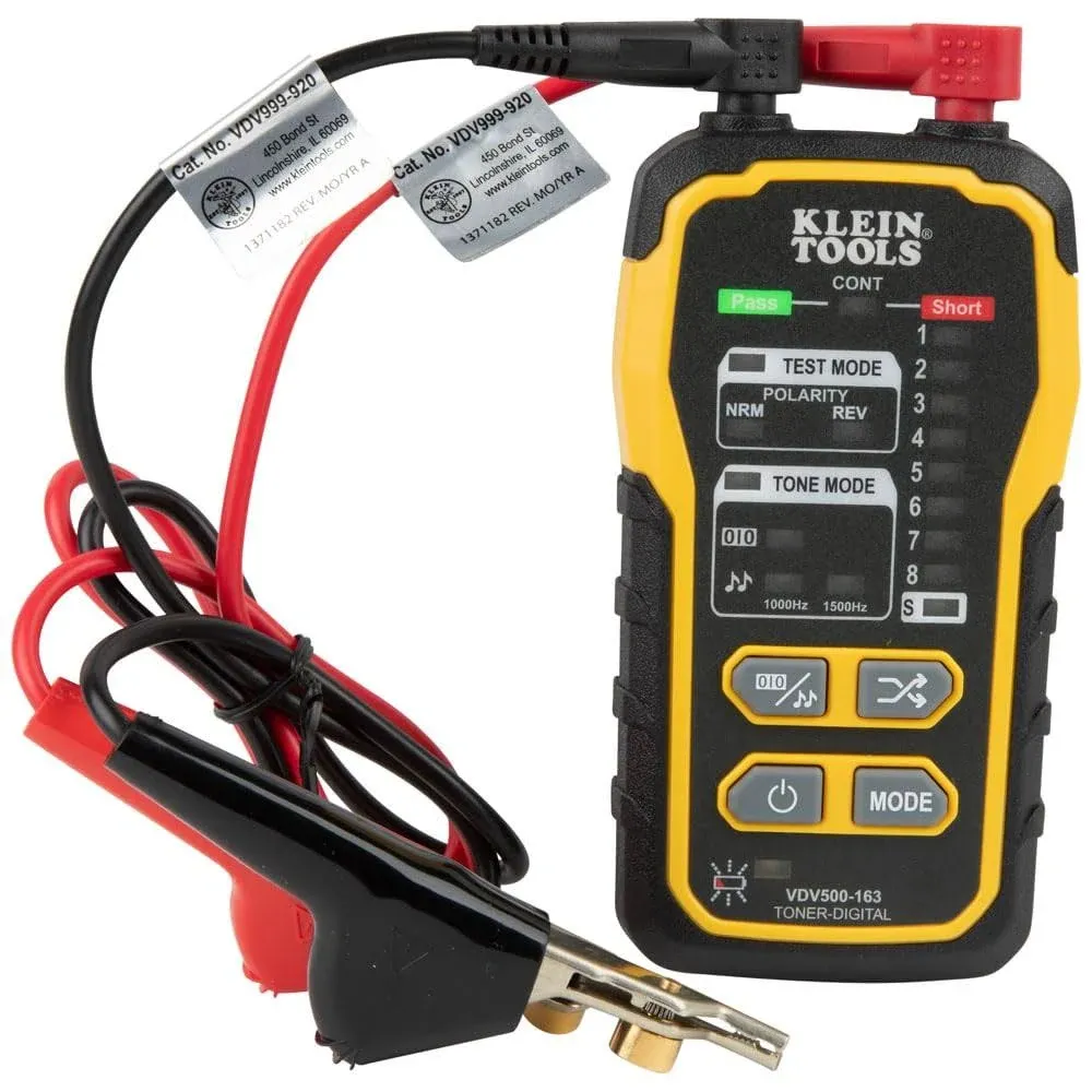 Klein Tools VDV500-163 Wire Tracer Digital Tone Generator Continuity Cable Tester for for Ethernet, Telephone, Speaker, Coax, and Data Cables RJ45, RJ11, RJ12