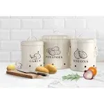 Kook Potato, Onion & Garlic Kitchen Storage Canisters, Rustic Farmhouse ...