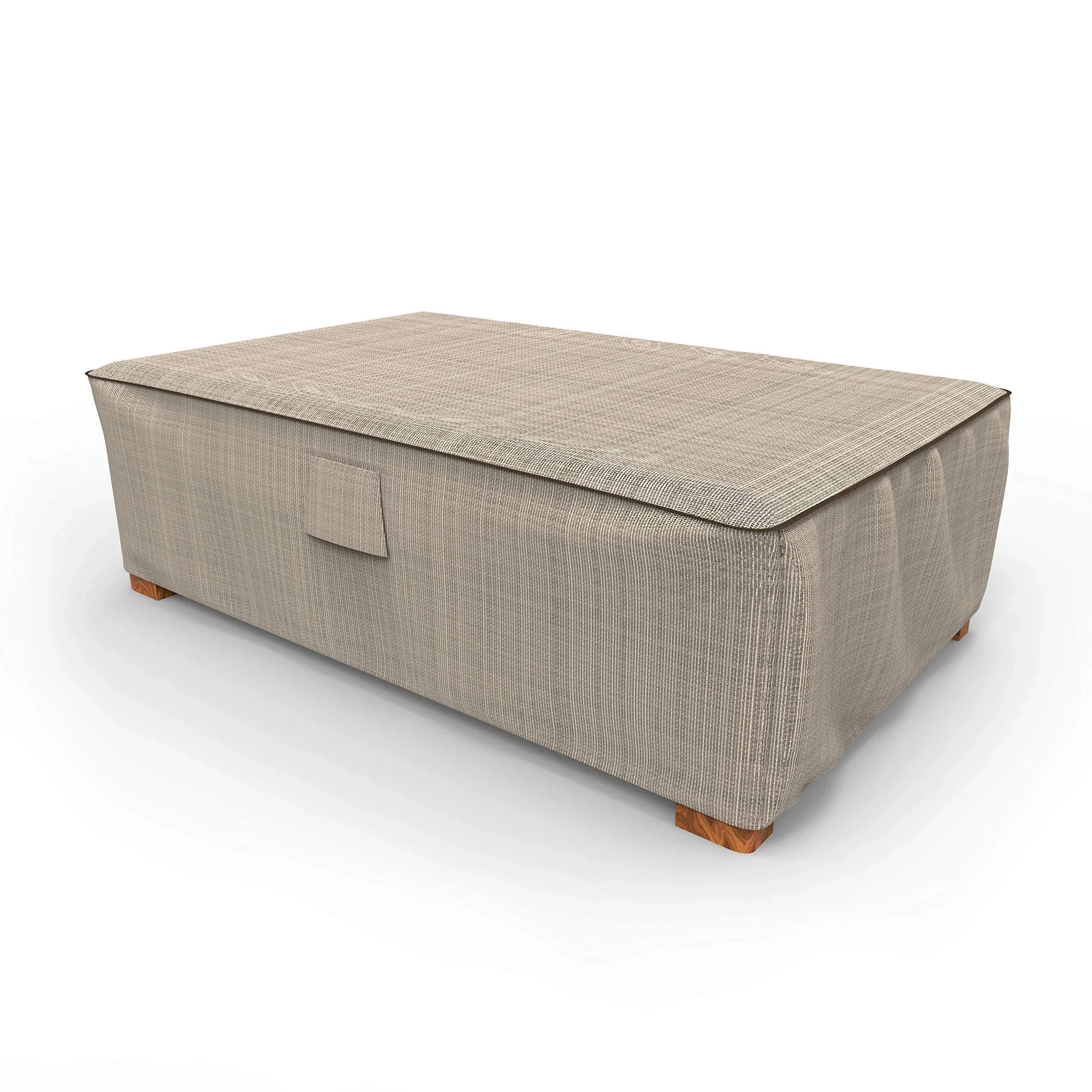 Budge StormBlock Mojave Large Black Ivory Patio Ottoman/Coffee Table Cover P5A36PMNW2