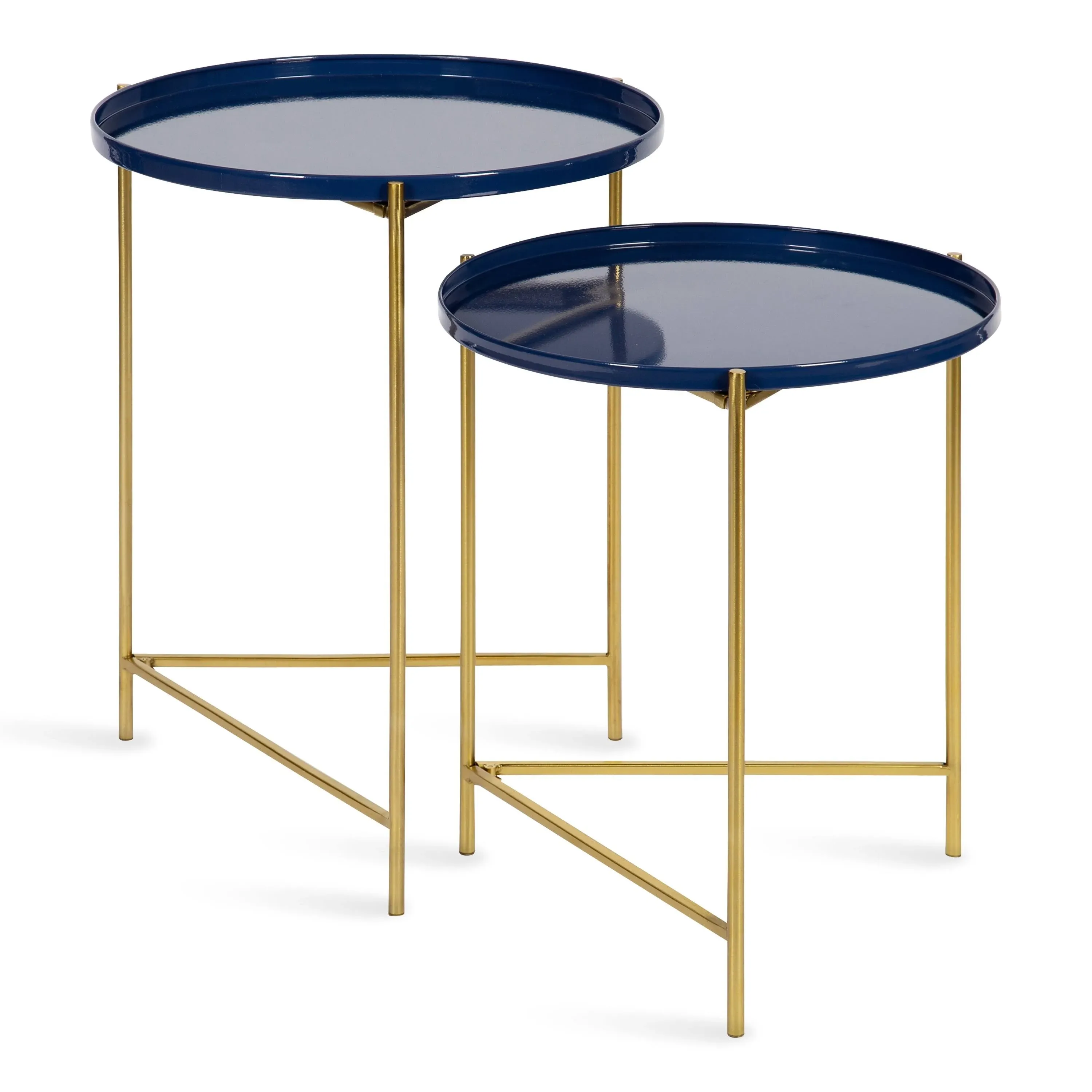 Kate and Laurel Ulani Set of 2 Nested Round Metal End Tables, Black