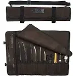 Asaya Canvas Chef Knife Roll Bag - 10 Knife Slots and a Large Zipper Pocket - Durable 10oz Canvas Knife Case with an Adjustable Shoulder Strap - Knives not Included