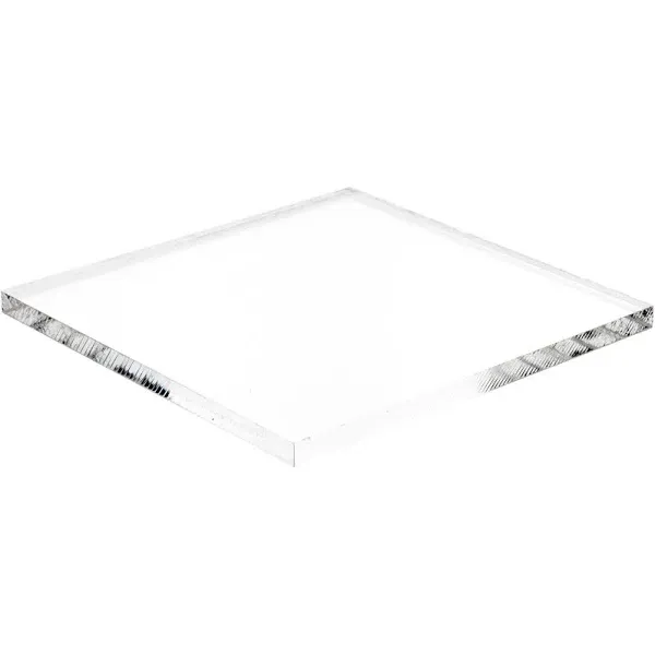 Plymor Clear Acrylic Square Standard-Edge Display Base, 4" W x 4" D x 0.25" H