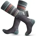 Ski Socks 2-Pack Merino Wool, Over The Calf Non-Slip Cuff for Men & Women