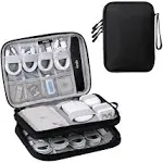 DDgro Travel Electronics Organizer Pouch Bag for Tech Gadgets & Airplane Accessories, for Cables/Cords & Chargers/iPad Mini (Large, Black)