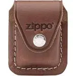 Brown Leather Zippo Lighter Pouch with Clip