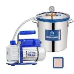 5 Gallon Tempered Glass Lid Vacuum Chamber with Pump, Degassing Chamber Kit with 3.5 CFM Vacuum Pump Without Oil, Perfect for Stabilizing Wood, Degassing Silicones