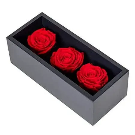 Preserved Roses in Wood Box, 3 Red/Pink Birthday Flowers for Delivery Prime, Everlasting Flowers, Natural Forever Roses That Last For Years, Eternal Rose, Gift for Mom