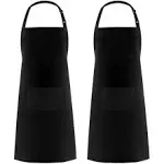 Syntus 2 Pack 100% Cotton Adjustable Bib Apron with 2 Pockets Cooking Kitchen Ap