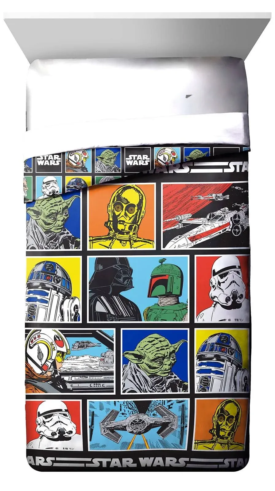 Star Wars Classic Grid Full Comforter - Super Soft Kids Reversible Bedding fe...