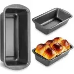 HONGBAKE 3 Pack Bread Pan for Baking Loaf Pan Set, 8.5 x 4.5 Inches Loaf Pan with Wide Grips Nonstick Bread Tin 3 pack, 1Lb Perfect for Homemade Bread, Grey