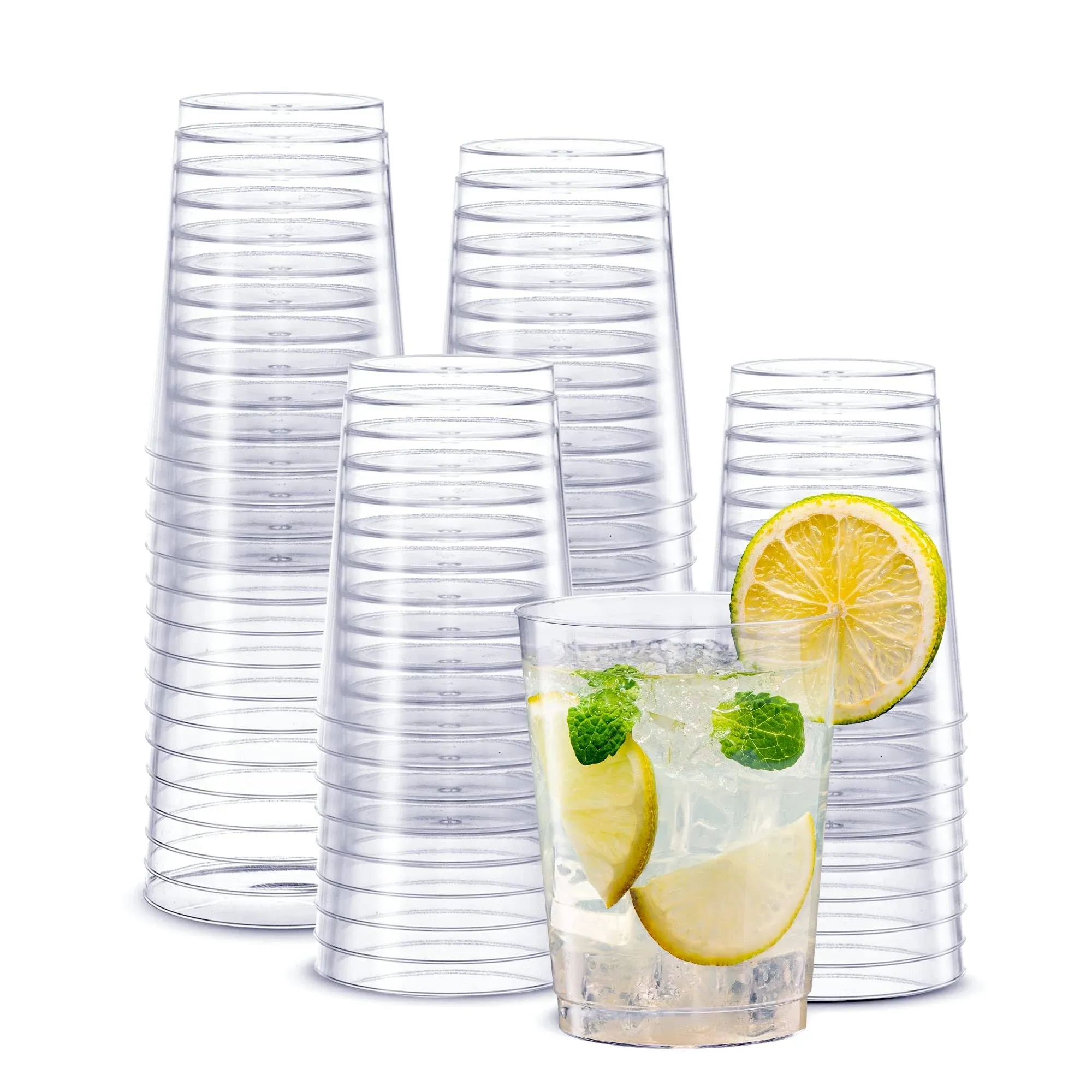 Clear Hard Plastic Cups/Tumblers 10 Oz. - 200 Count Small Disposable Party