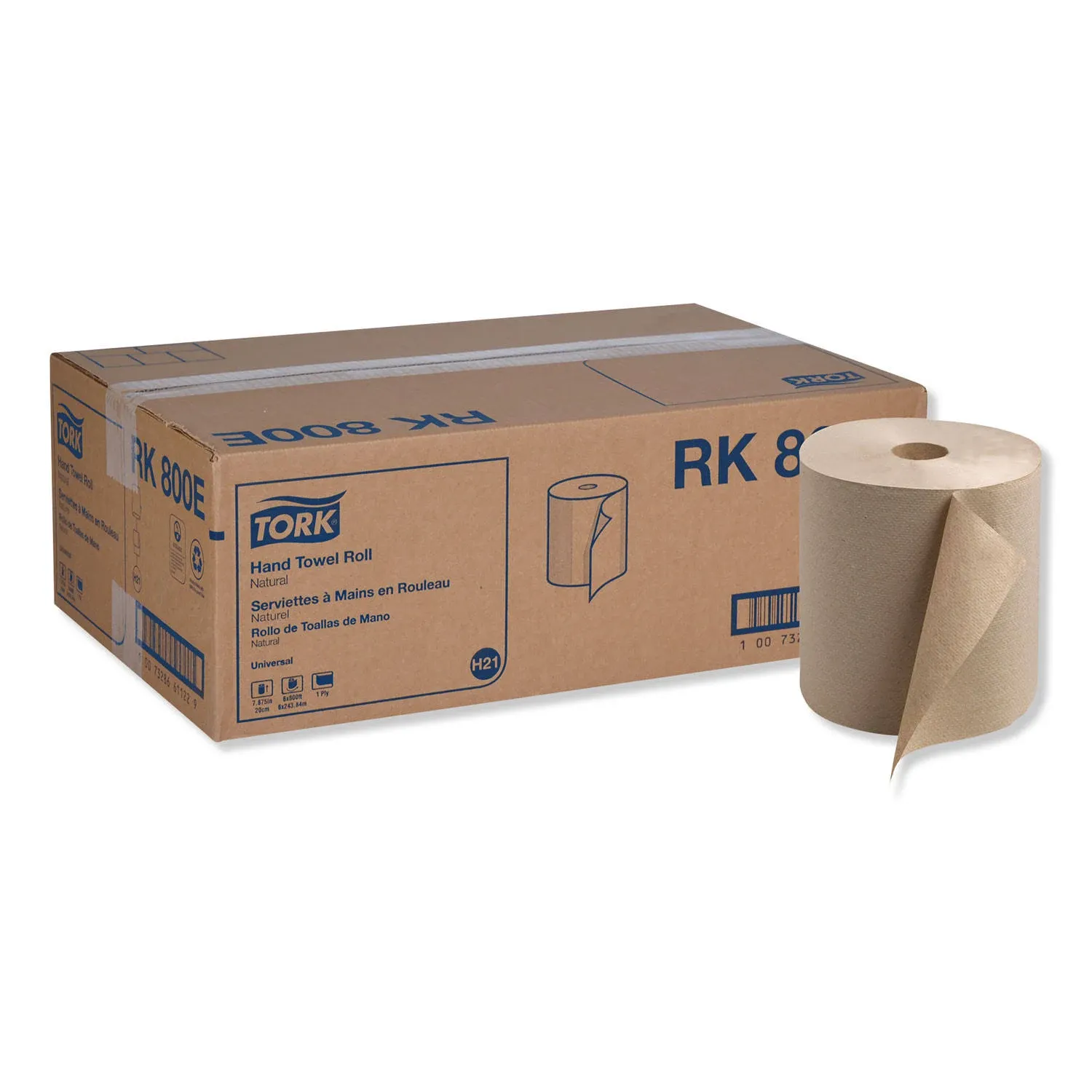 Tork Universal Hardwound Roll Towel, 7.88" x 800 ft, Natural, 6/Carton