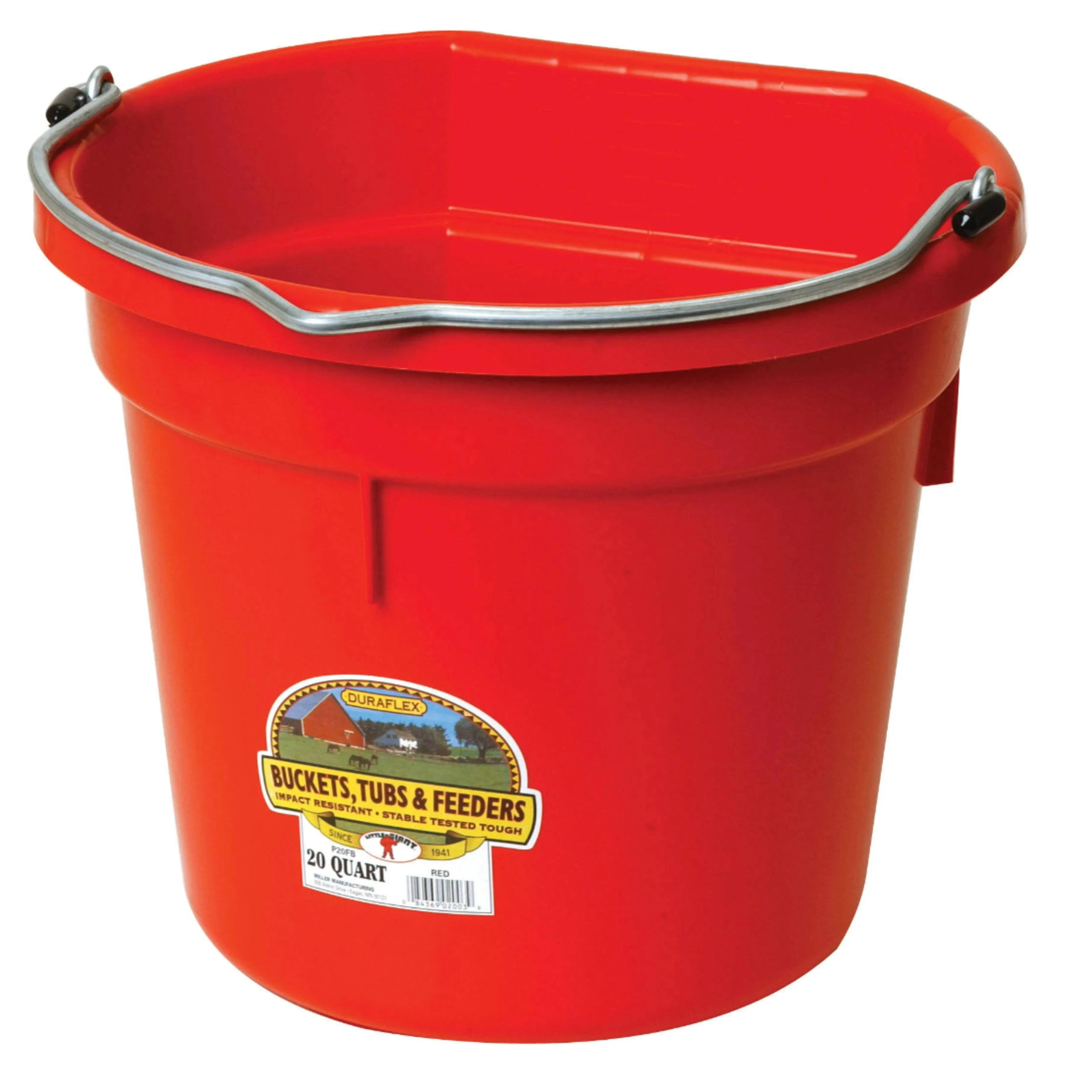 Little Giant 20 Quart Flat Back Plastic Bucket Red