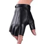 Driving Gloves PU Faux Leather Outdoor Sport Half Finger Fingerless Medium