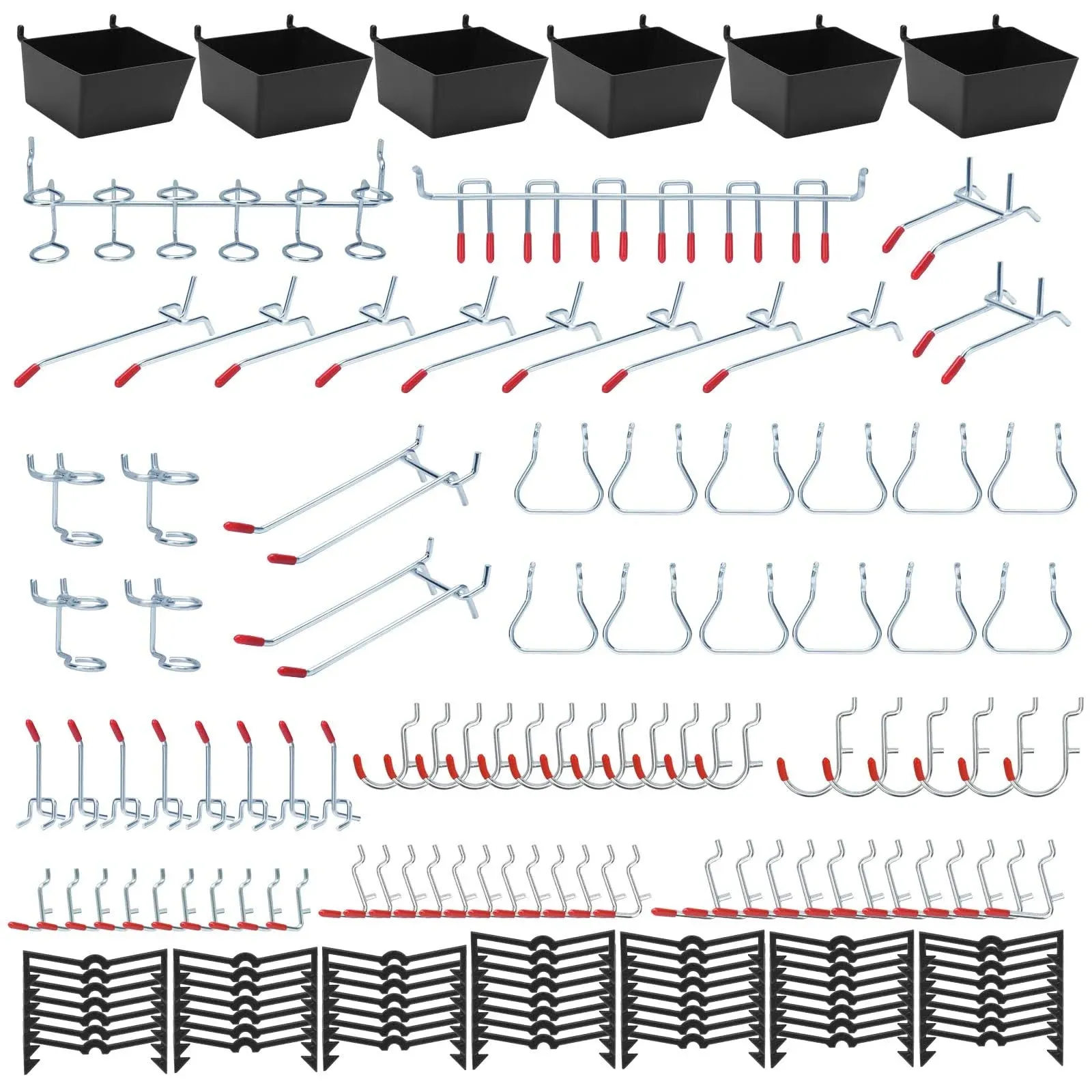 Daanxw 148pcs Pegboard Accessories Organizer Kit, Pegboard Bins, Pegboard Set for Tools, 1/8 and 1/4 inch Pegboard Hooks Assortment