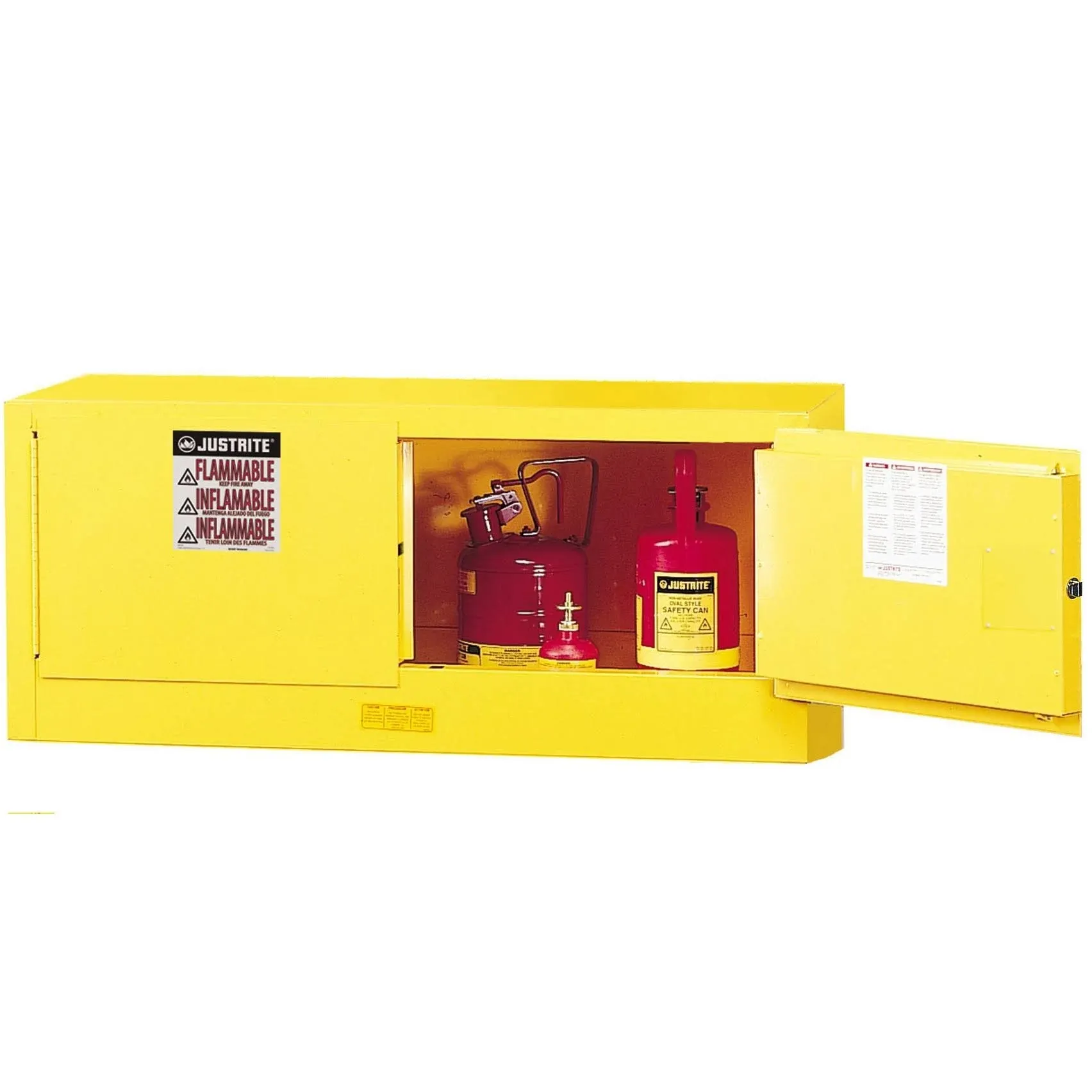 Flammables Safety Cabinet: Countertop Stackable, 12 gal, 0 Drum Capacity, 43 in x 18 in x 18 in