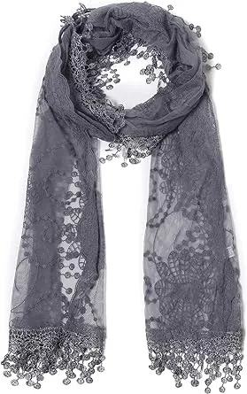 Scarfs for Women lightweight Feminine teardrop fringe Vintage Lace Head Scarf...