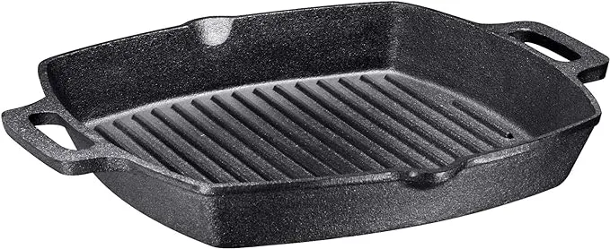 Bruntmor | Pre-Seasoned Square Cast Iron Grill Pan