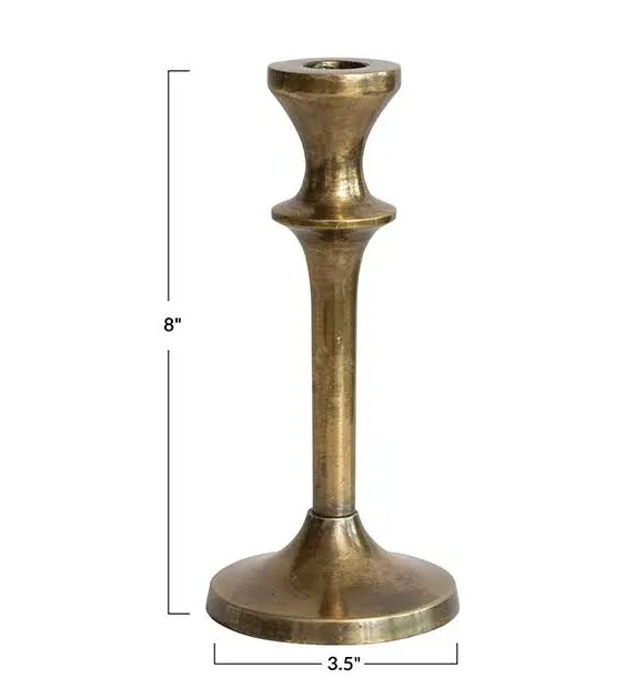 Brass Finish Antiqued Taper Holder with Handle