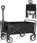 Collapsible Foldable Wagon, Beach Cart Large Capacity, Heavy Duty Folding Wagon Portable, Collapsible Wagon for Sports, Shopping, Camping, iHomey