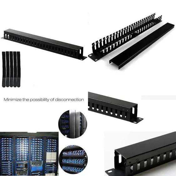 Lancher 19 inch 1U Cable Management Horizontal Cable Rack Mount Manager with Mounting Screws for Service Rack Cabinet 24 Slot