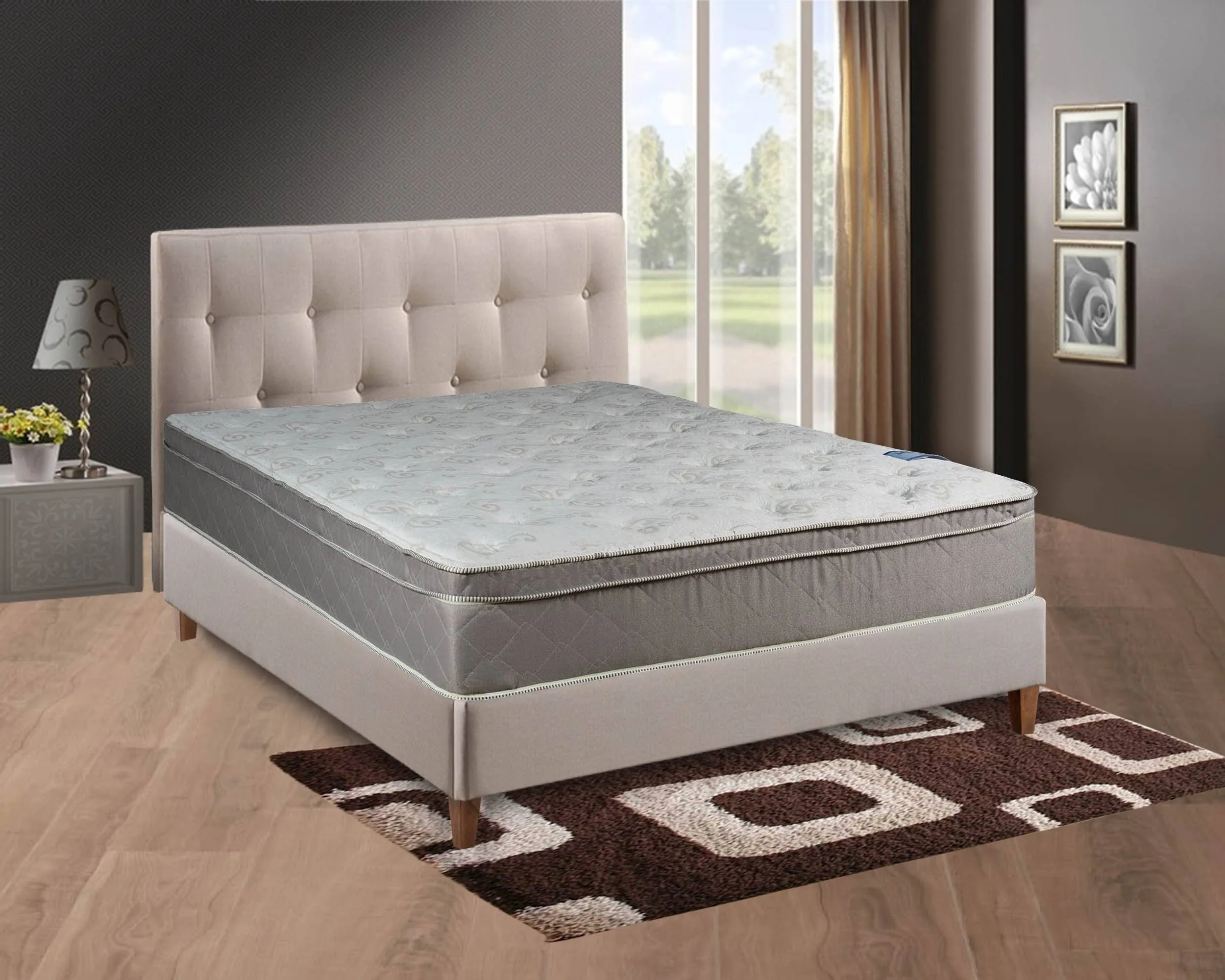 10-Inch Plush Foam Encased Hybrid Eurotop Innerspring Mattress and 4" Wood Low Profile Split Boxspring/Foundation Set, full XL