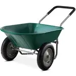 Best Choice Products Dual Wheel Home Wheelbarrow Yard Garden Cart, Green